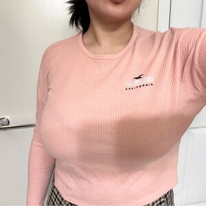 Hollister Women's Pink Long Sleeve Top